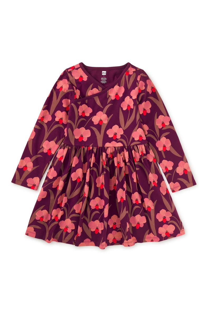 Long Sleeve Wrap Neck Dress, Main, color, Jeju Island Orchid