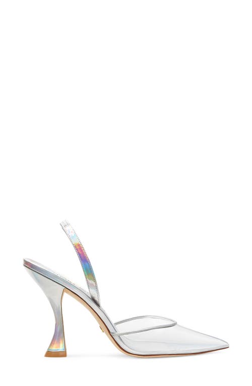 Stuart Weitzman Xcurve Iridescent Halter Slingback Pumps In Silver/clear