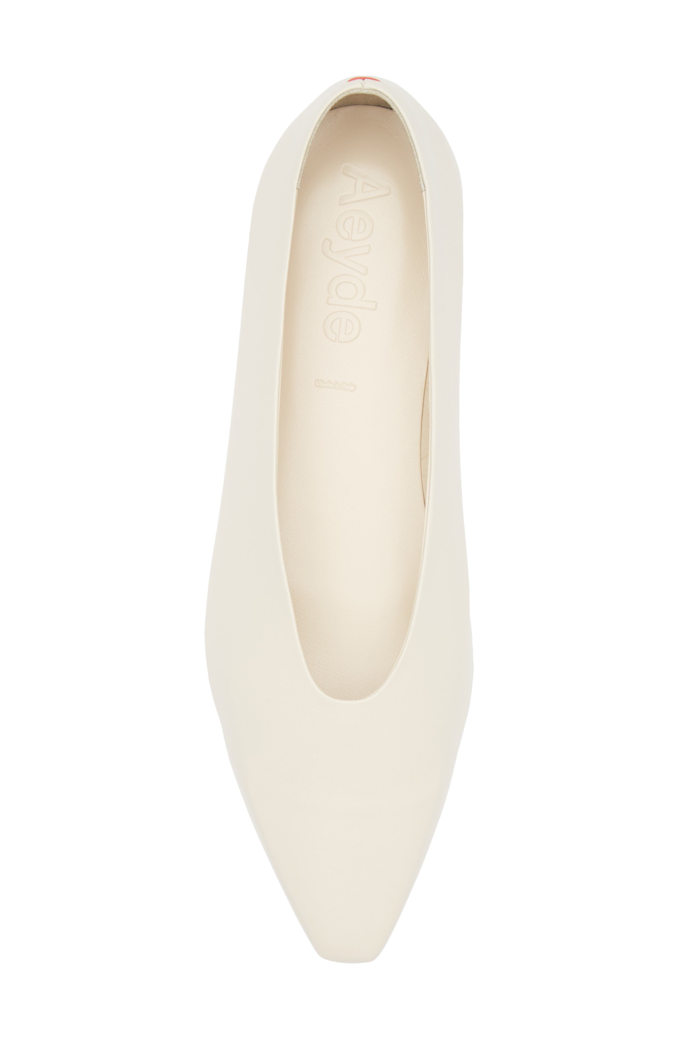 aeyde Betty Pointed Toe Flat, Alternate, color, Creamy