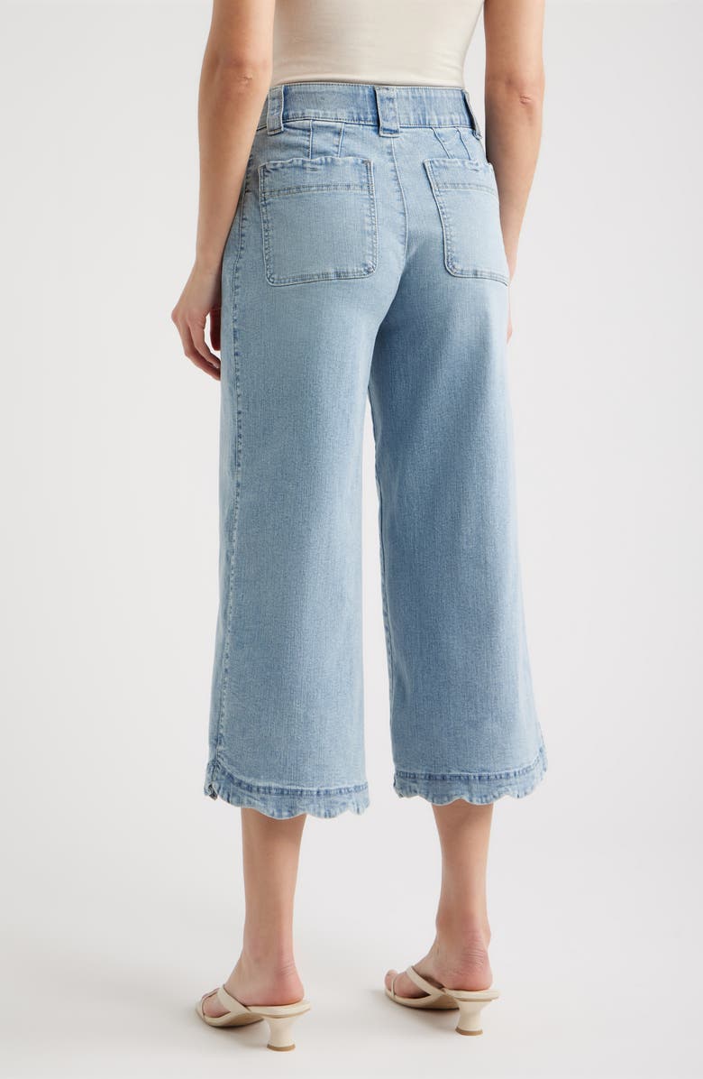 Wit & Wisdom Scallop Patch Pocket High Waist Crop Wide Leg Jeans, Alternate, color, Light Blue Artisanal