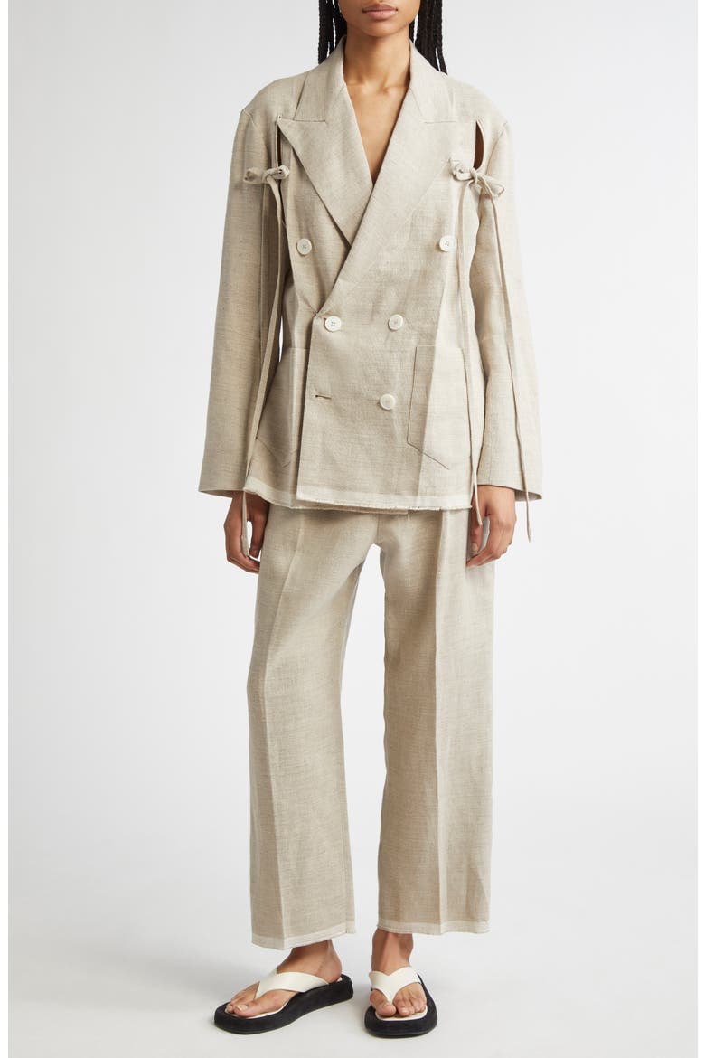 Pleated Linen Chinos, Alternate, color, BEIGE