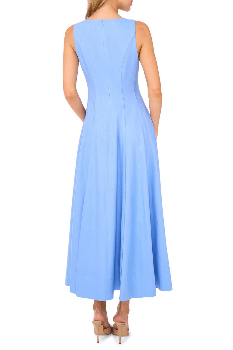 Pleated Waist Sleeveless Linen Blend Maxi Dress, Alternate, color, HYDRANGEA
