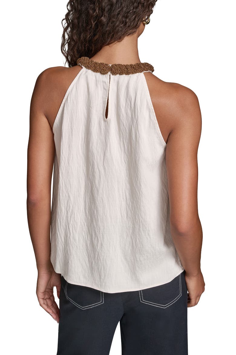 Embellished Neck Sleeveless Top, Alternate, color, BISQUE