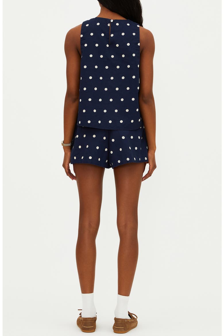 Birkley Polka Dot Cotton & Linen Cover-Up Shorts, Alternate, color, NAVY POLKA DOT