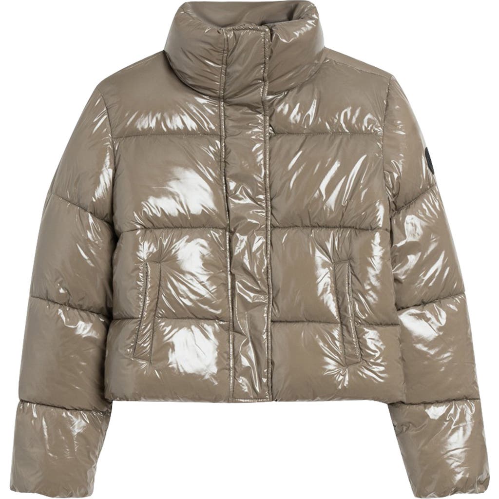 Noize Coco Crop Water Resistant Puffer Jacket In Brown