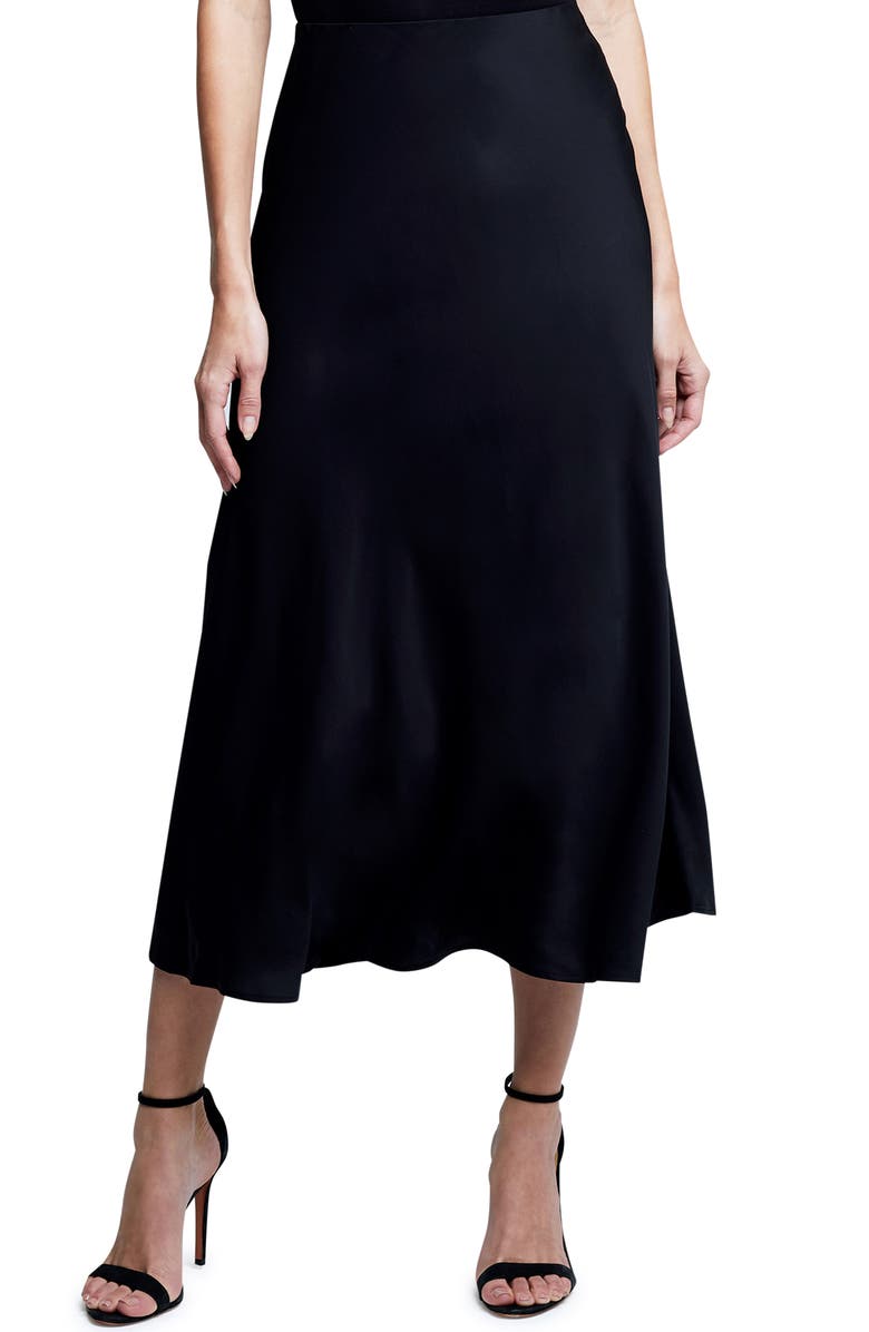 L'AGENCE Clarisa Bias Cut Satin Skirt, Main, color, 