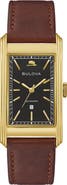 BULOVA Frank Sinatra Chariman of the Board Leather Strap Watch, 25.5mm