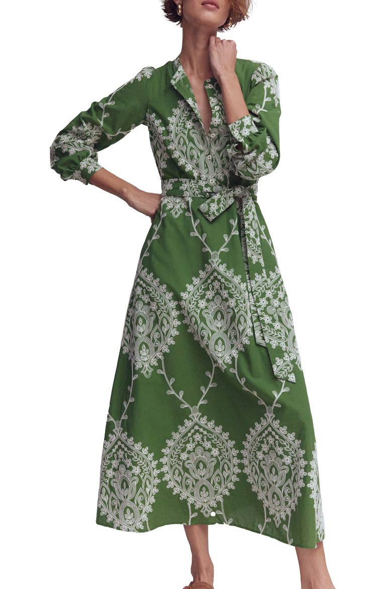 boden green embroidered dress Boden Women's Embroidered Linen Dress in Green