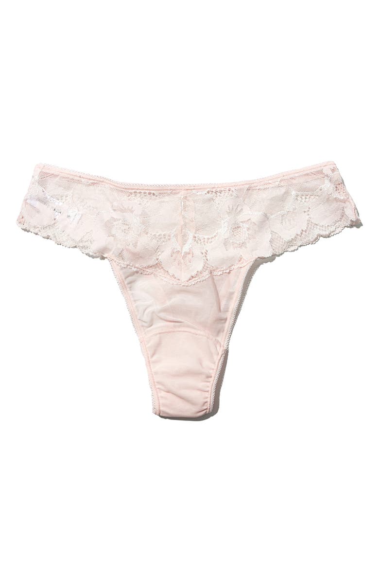 Hanky Panky Floral Lace Trim Thong, Alternate, color, Vie En Rose Pink
