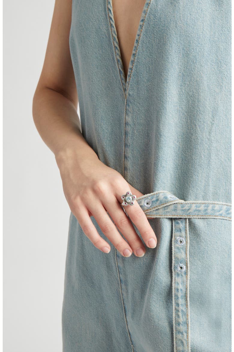 Blue Raspberry Flower Ring, Alternate, color, SILVER BLUE TOPAZ RUBY
