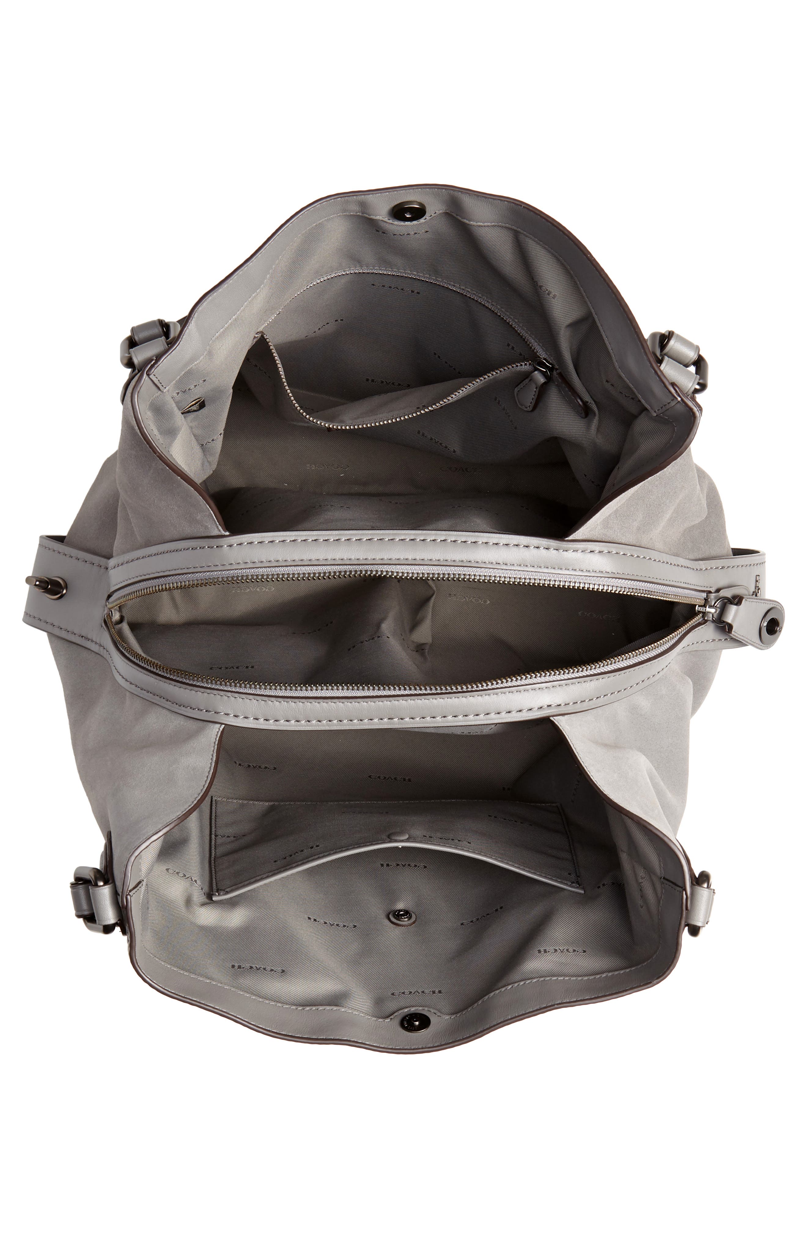 COACH Edie 42 Border Rivets Leather Shoulder Bag, Alternate, color, 