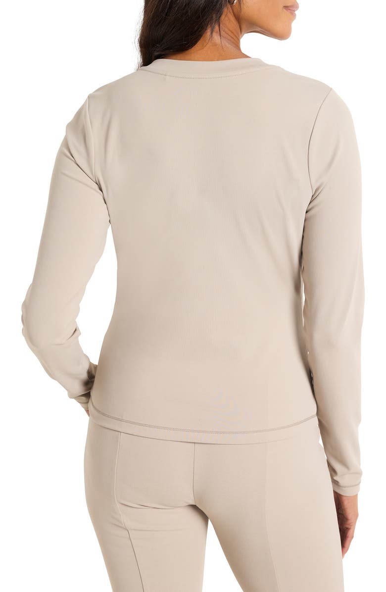 NZ ACTIVE by NIC+ZOE Luxe Stretch Ballet Wrap Top, Alternate, color, Dark Cobblestone
