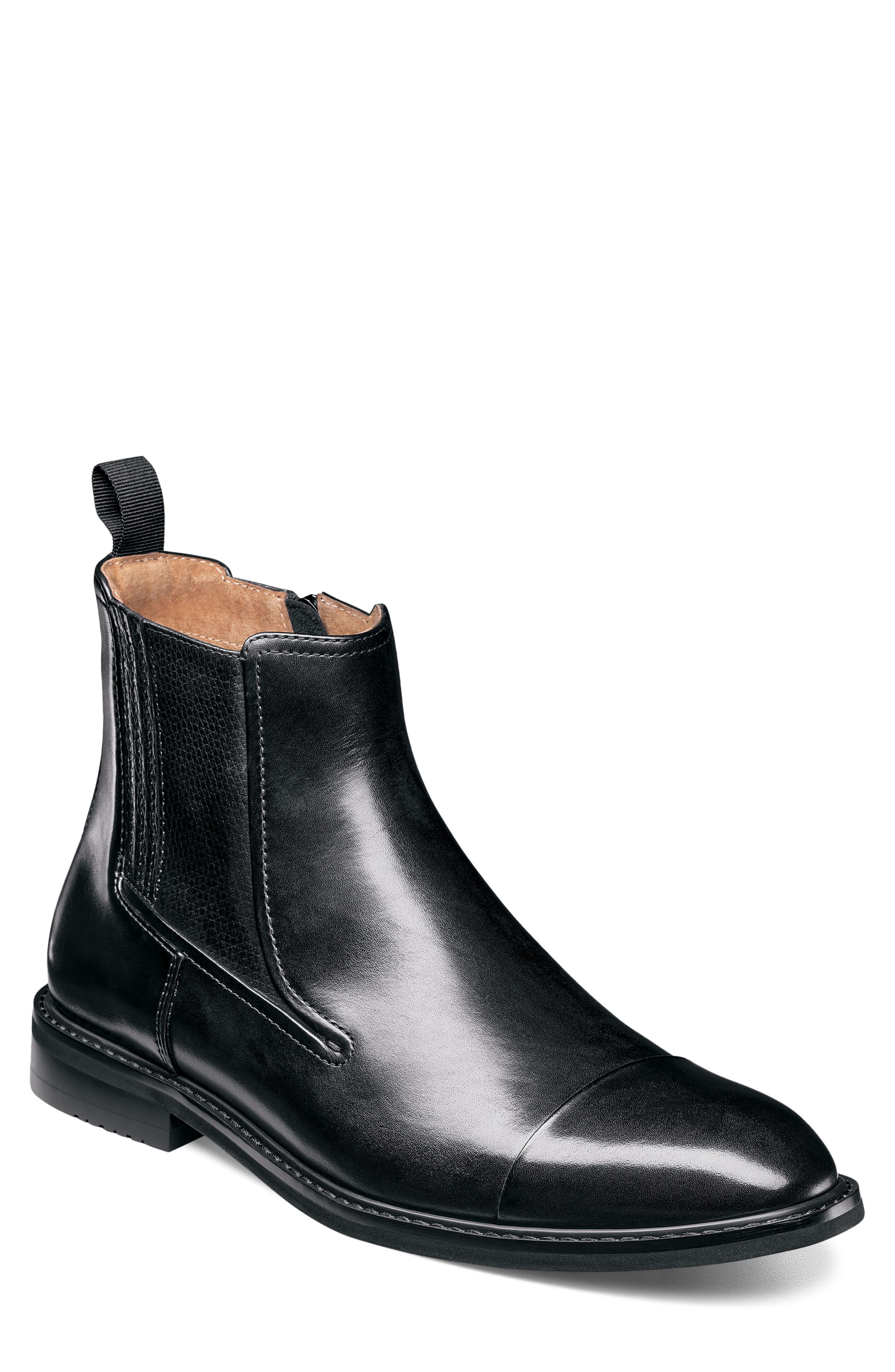 Berkshire Leather Cap Toe Boot, Main, color, BLACK