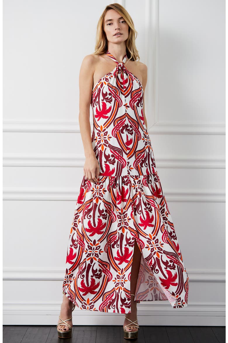 Jordie Print Halter Maxi Dress, Alternate, color, RED MULTI