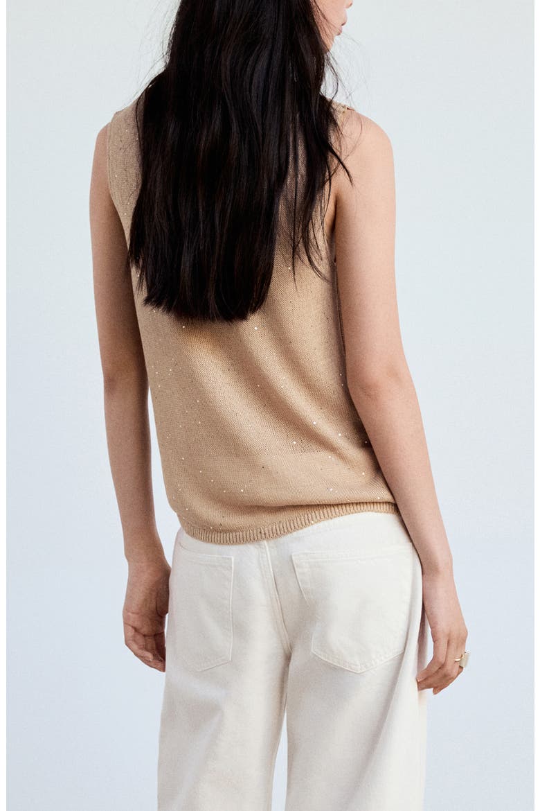 Sequin V-Neck Sweater, Alternate, color, SAND