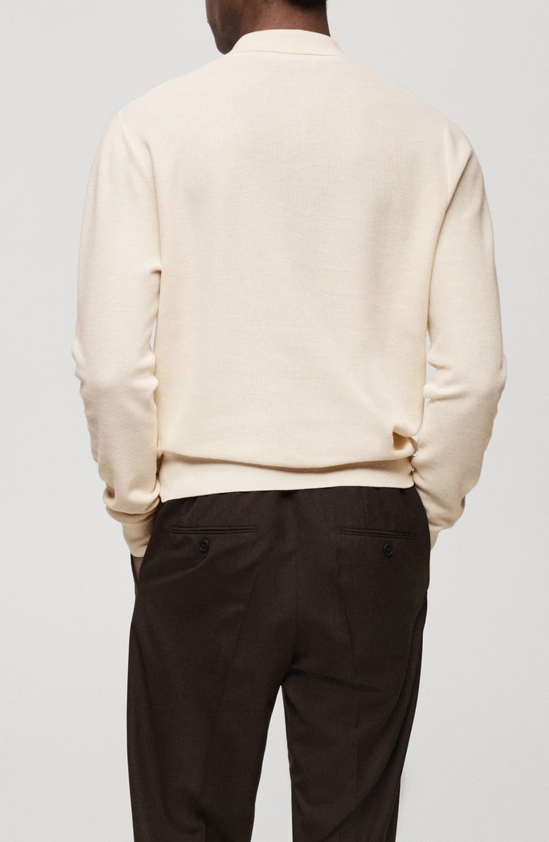 MANGO Long Sleeve Mesh Polo, Alternate, color, Off White