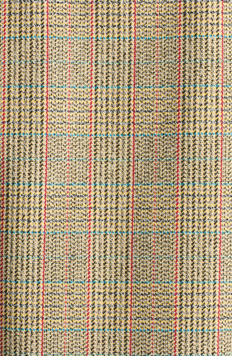 Bottega Veneta Distorted Prince of Wales Plaid Leather Trim Coat, Alternate, color, 