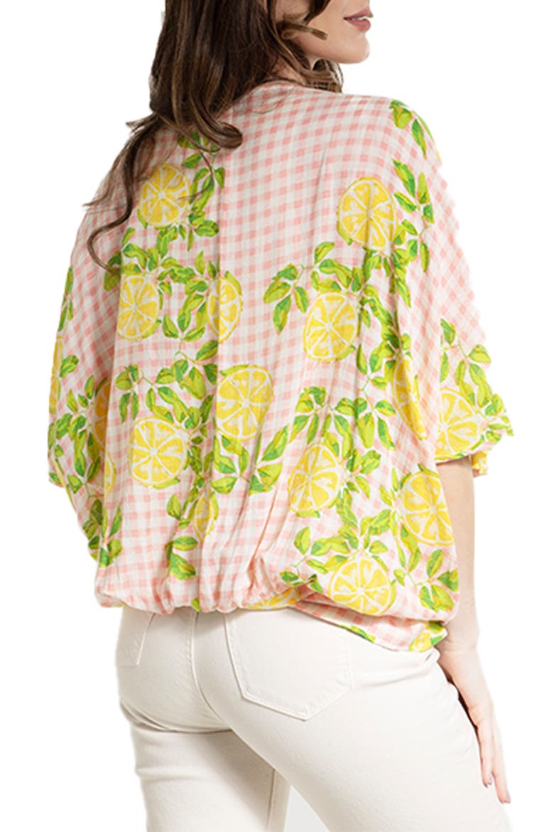 Gingham Citrus Tie Front Duster, Alternate, color, PINK