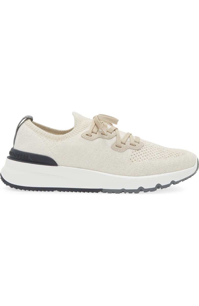 Brunello Cucinelli Mélange Knit Runner Sneaker, Alternate, color, Ivory