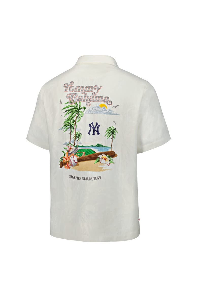 Men's Tommy Bahama  White New York Yankees Grand Slam Bay Camp Button-Up Shirt, Alternate, color, White