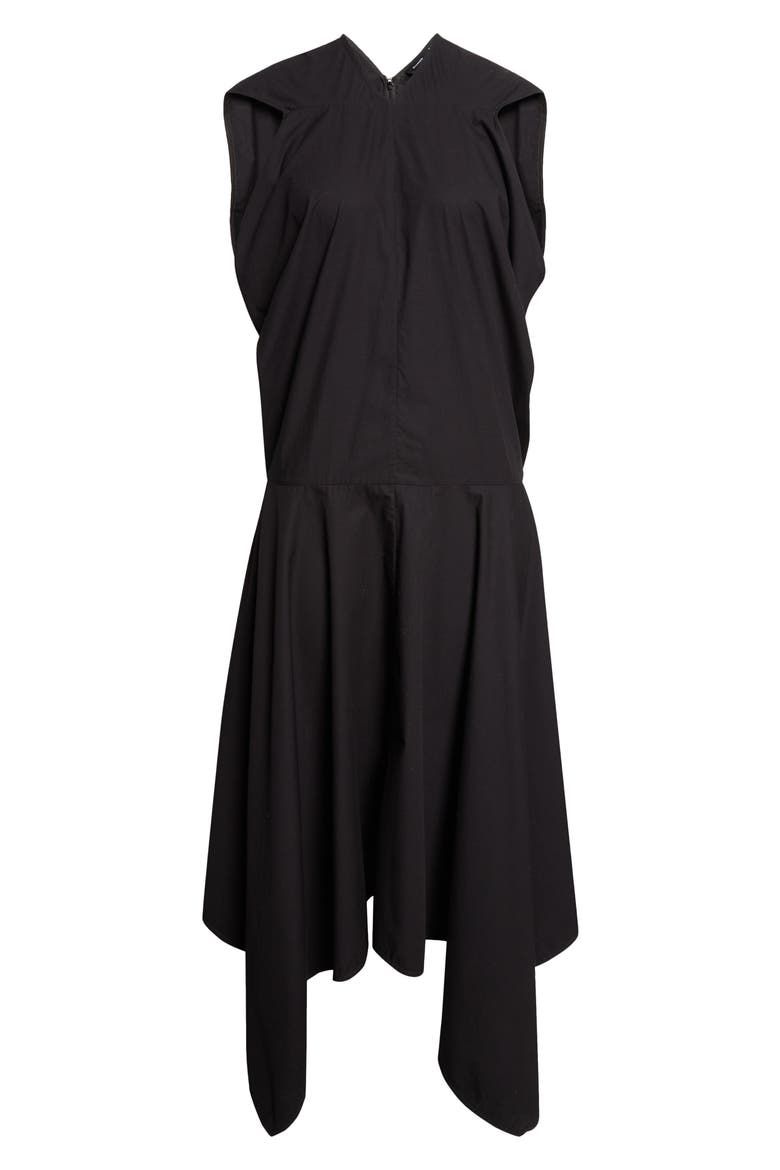 Sybella Handkerchief Hem Cotton Midi Dress, Alternate, color, BLACK MULTI