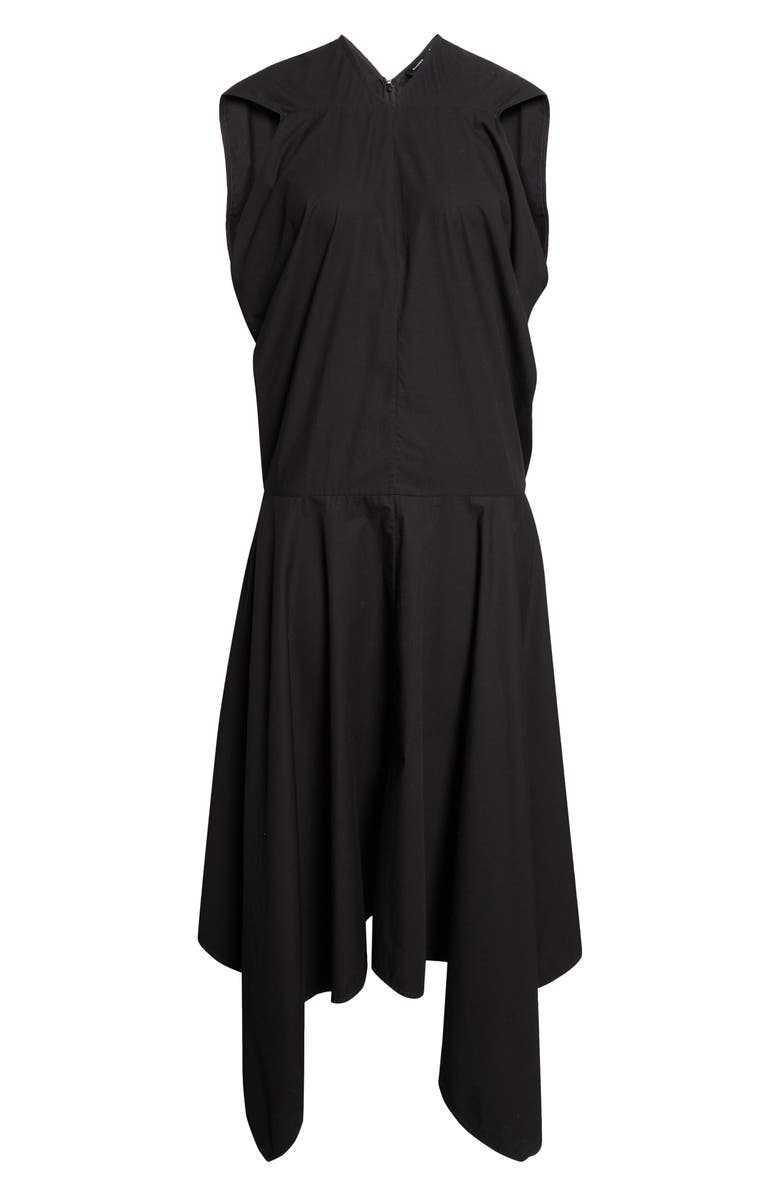 Proenza Schouler Sybella Handkerchief Hem Cotton Midi Dress, Main, color, Black Multi