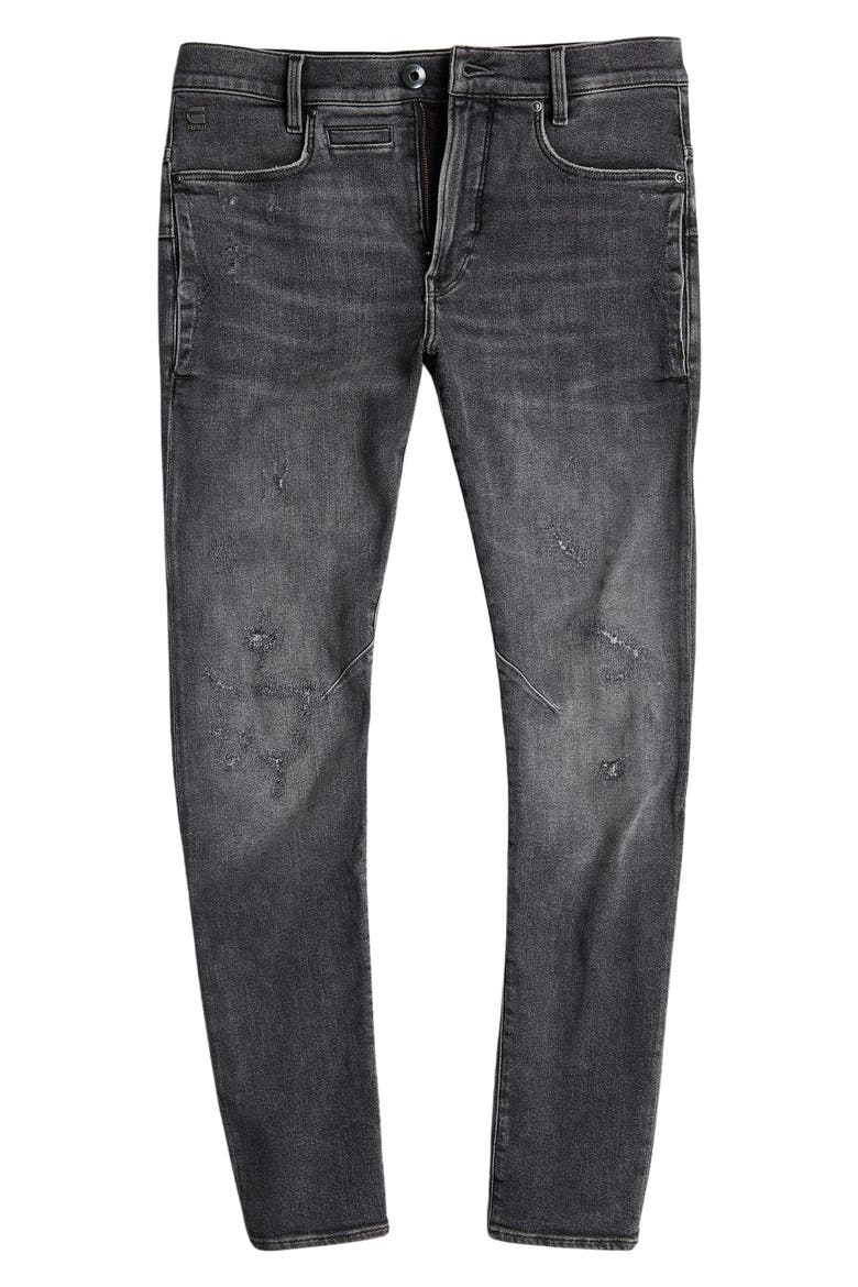 D-Staq 3D Slim Fit Nine-Pocket Jeans, Alternate, color, FADED ODYSSEY GREY DESTROYED