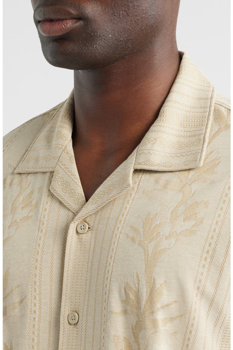 Palm Fresco Beach IslandZone® Button-Up Camp Shirt, Alternate, color, STONE KHAKI