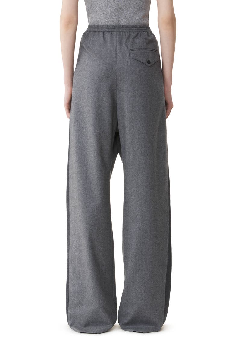 Wide Pants In Wool Flannel, Alternate, color, Heather Grey