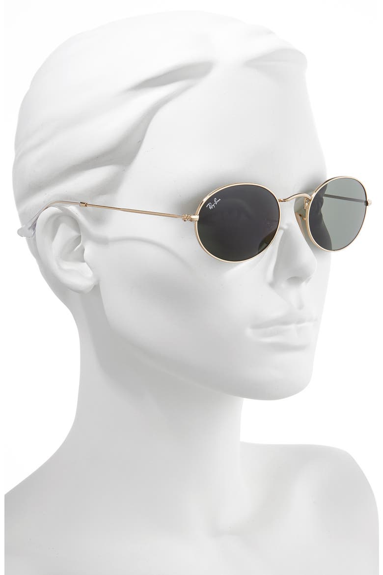 54mm Round Sunglasses, Alternate, color, GOLD/ BLACK SOLID
