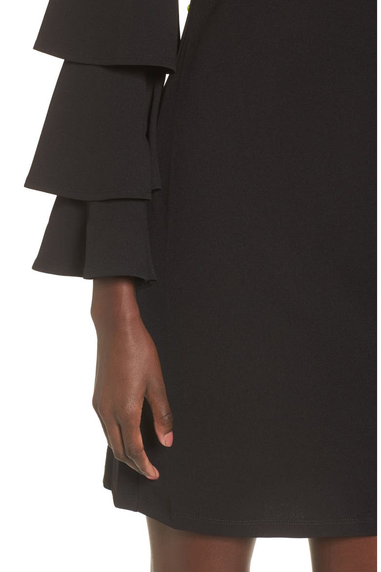 Ruffle Sleeve Off the Shoulder Dress, Alternate, color, BLACK