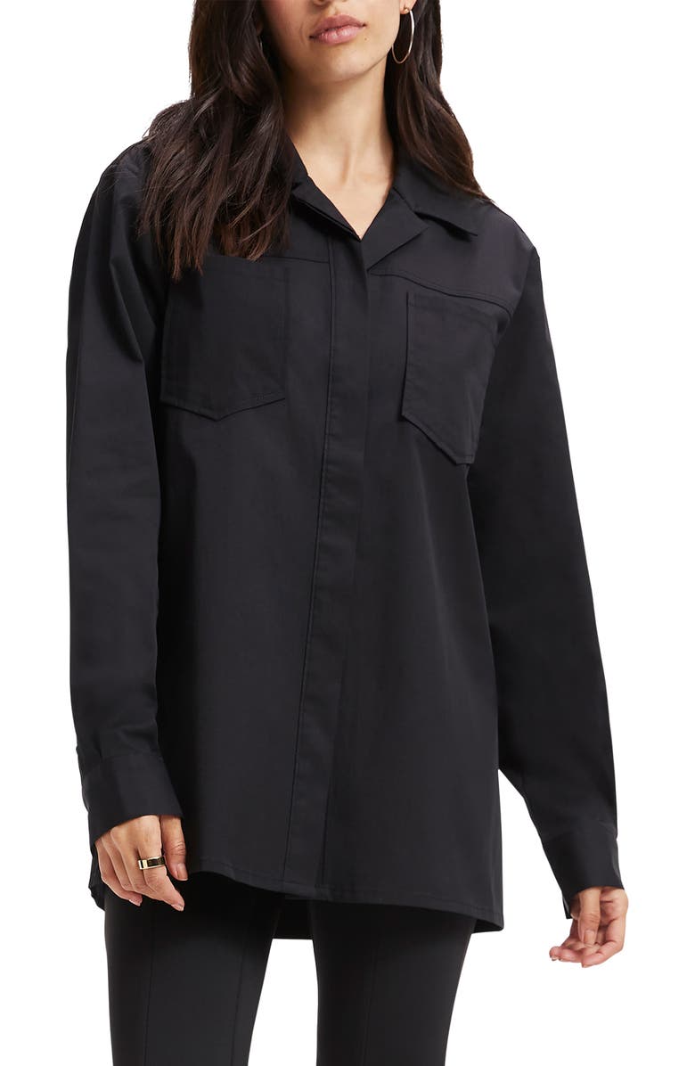Good American Split Back Poplin Button-Up Shirt, Main, color, 