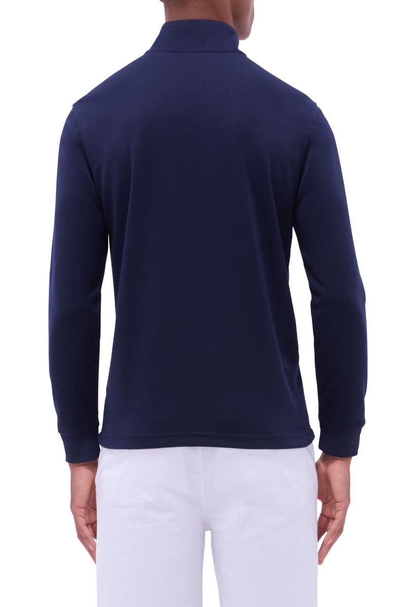 Bugatchi Quilted Quarter Zip Performance Pullover, Alternate, color, Navy