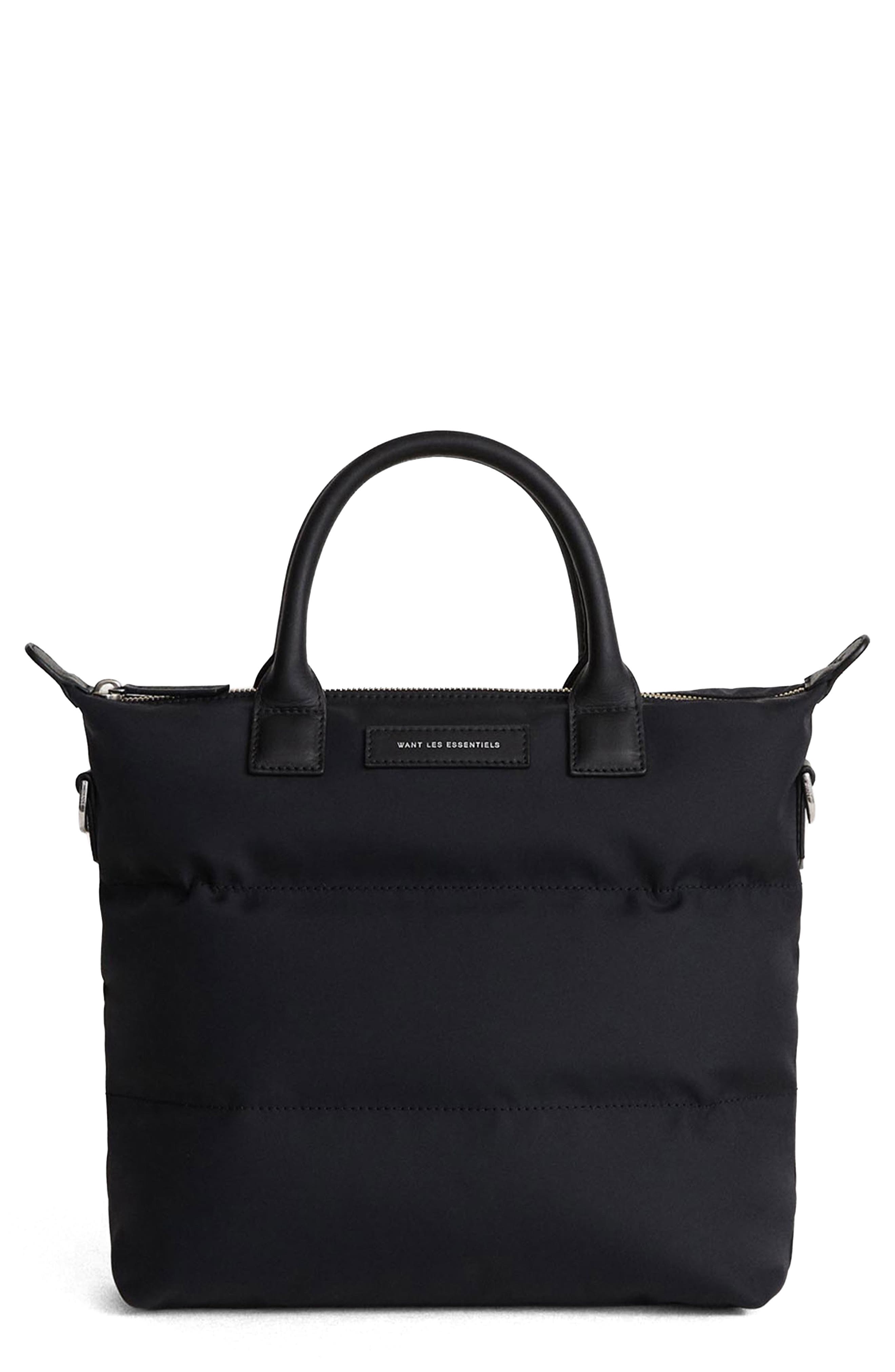 WANT Les Essentiels Mini Ohare Nylon Puffer Tote, Main, color, Black Nylon/ Black