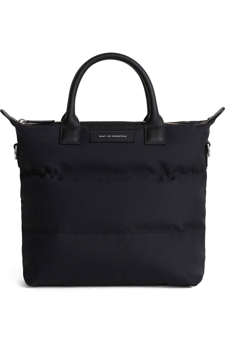 WANT Les Essentiels Mini Ohare Nylon Puffer Tote, Main, color, Black Nylon/ Black
