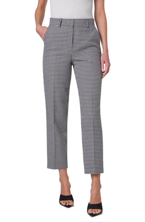 Feryn Houndstooth Check High Waist Ankle Pants