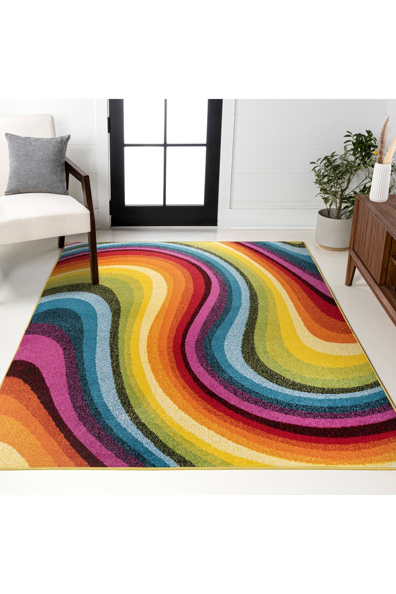 Flow Abstract Swirl Area Rug, Alternate, color, Red/Yellow/Blue