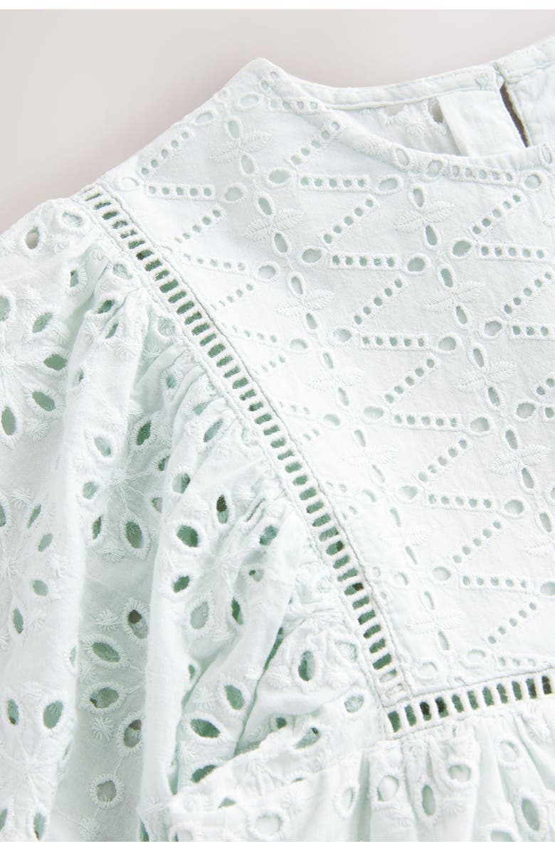 NEXT Kids' Embroidered Eyelet Angel Sleeve Cotton Top, Alternate, color, 