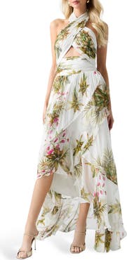 Marciano Hassana Floral Print Halter Maxi Dress