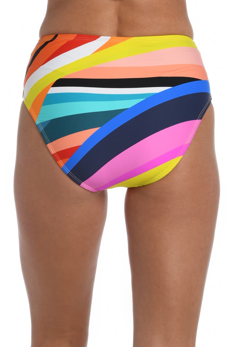 Sunscape V-Front High Waist Bikini Bottoms, Alternate, color, YELLOW MULTI