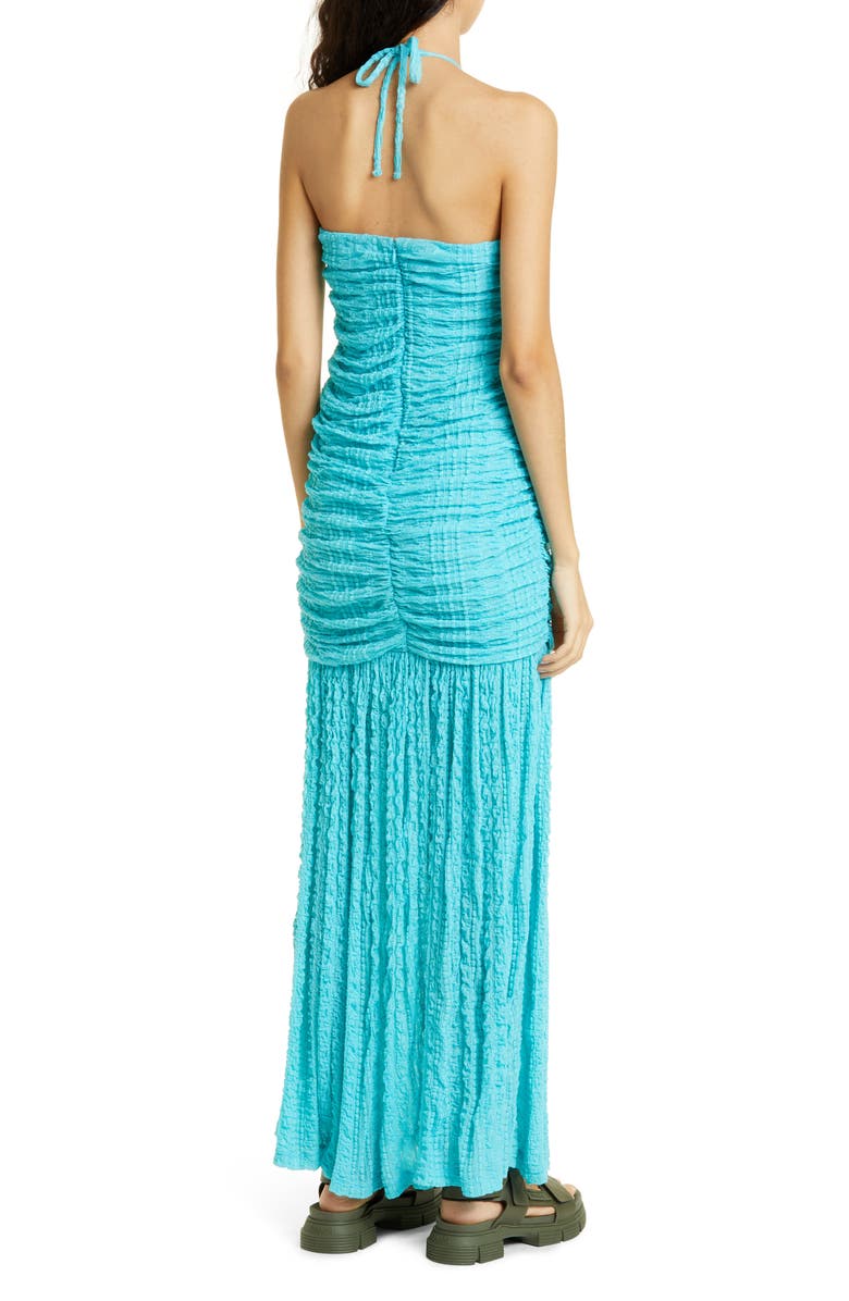 Ganni Halter Neck Ruched Dress, Alternate, color,