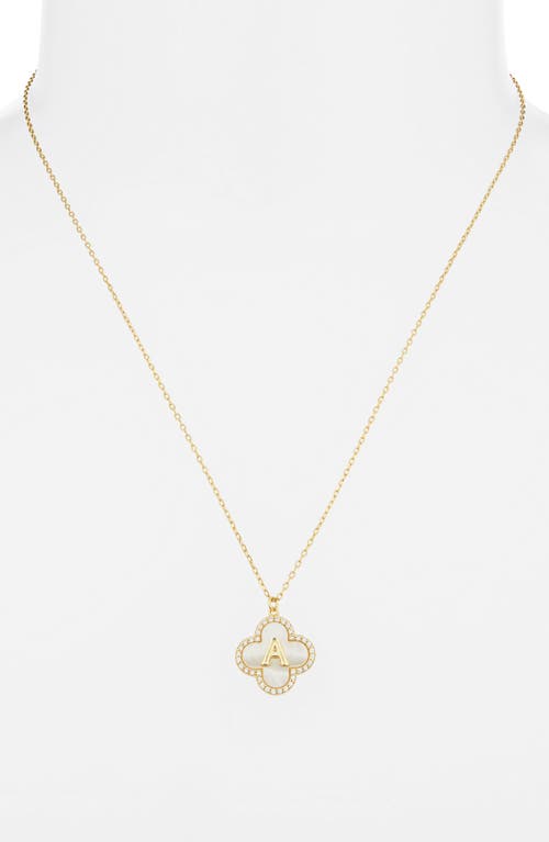 Argento Vivo Sterling Silver Clover Mother-of-pearl Initial Pendant Necklace In Gold