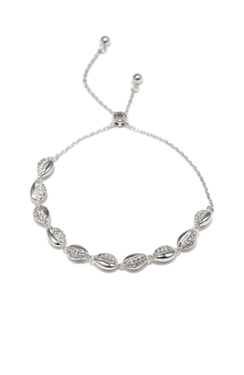 Classicharms Lucia Shell Whisper Bolo Bracelet, Main, color, Silver