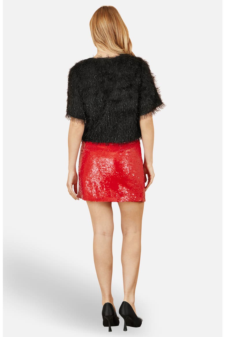 Sequin Mid Waist Mini Skirt, Alternate, color, Red