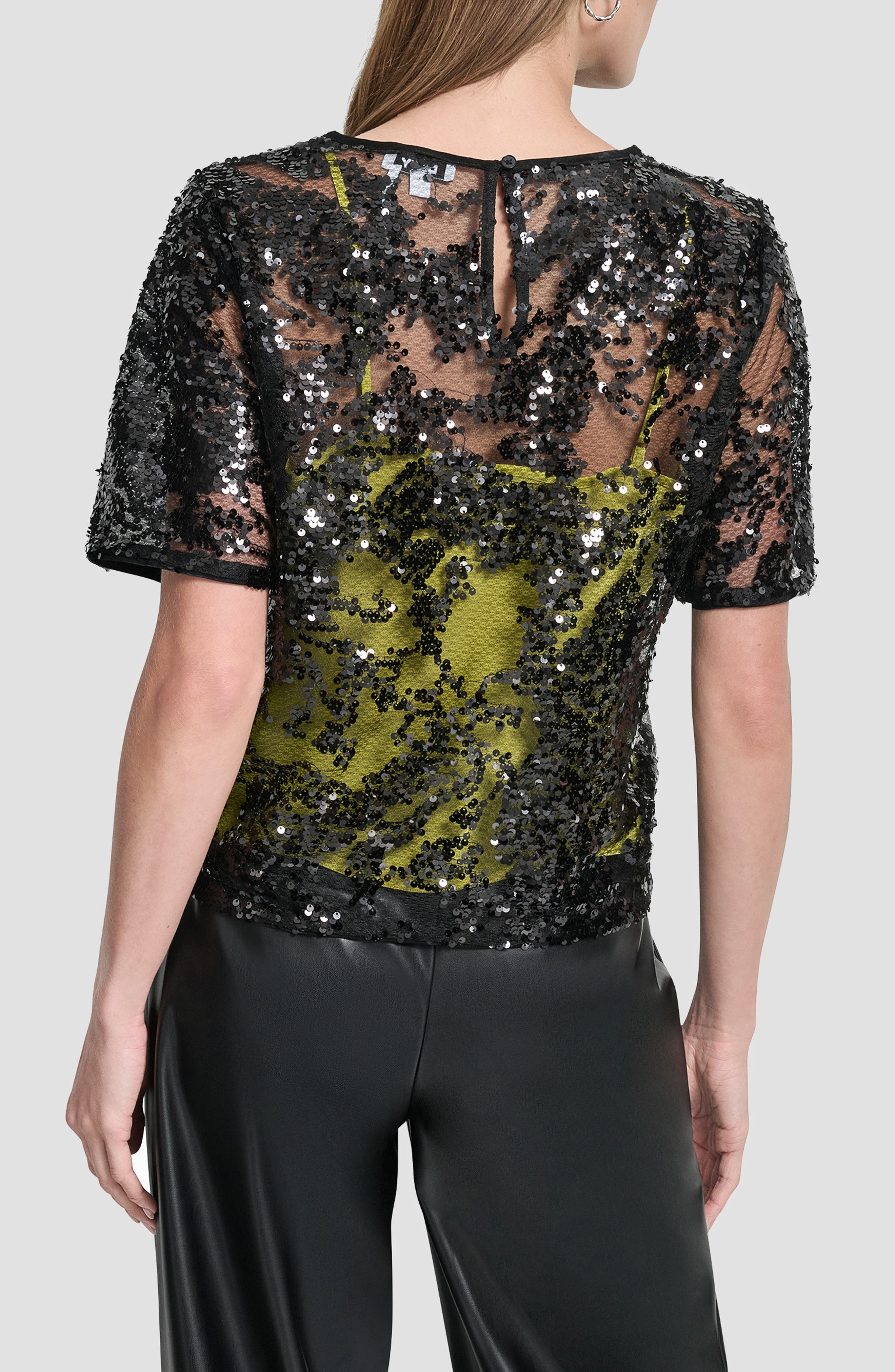 Sequin Overlay Boxy Top - image 2