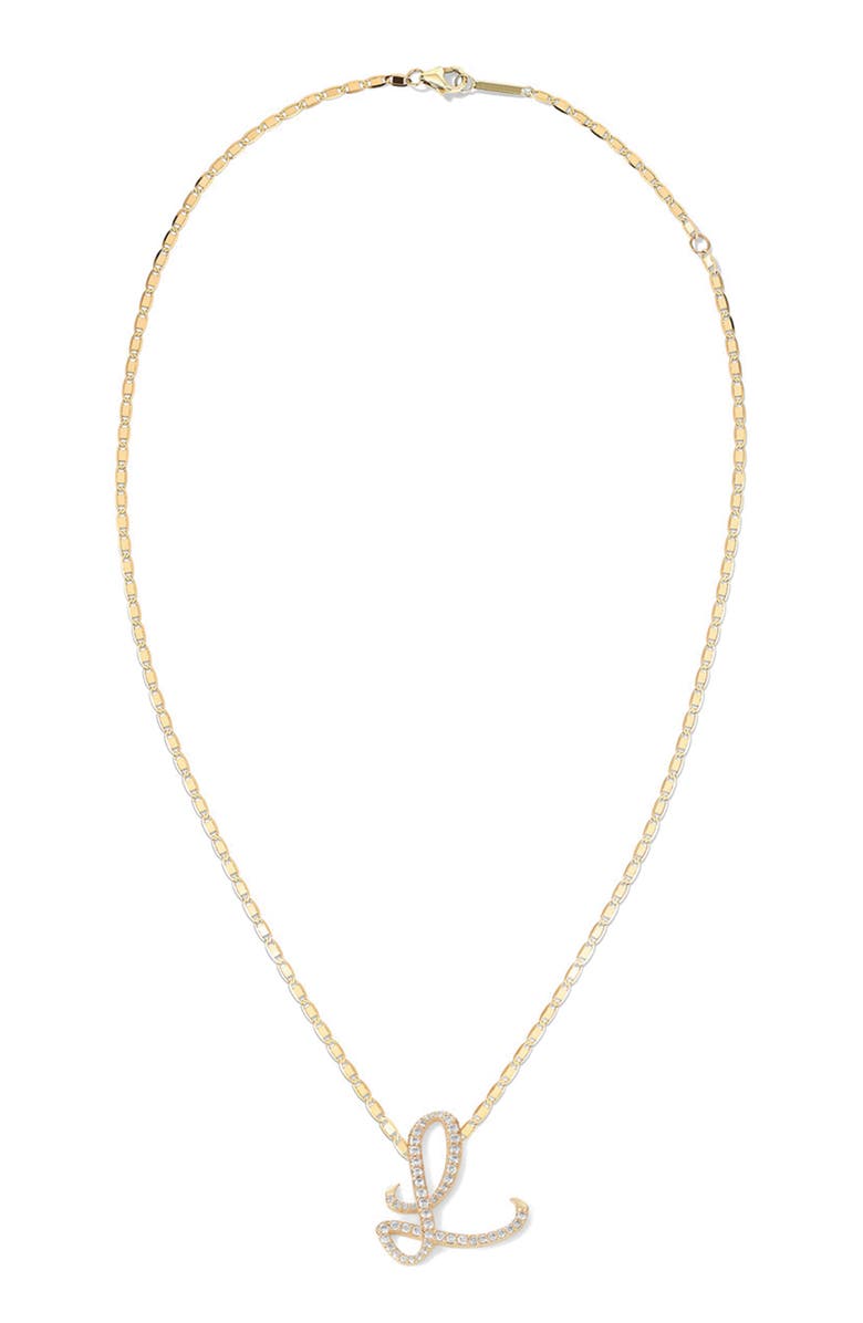 LANA Malibu 14K Gold & Diamond Initial Pendant Necklace, Alternate, color, 14K Yellow Gold - B