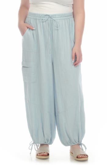 Boho Me Cotton Parachute Pants In Chambray