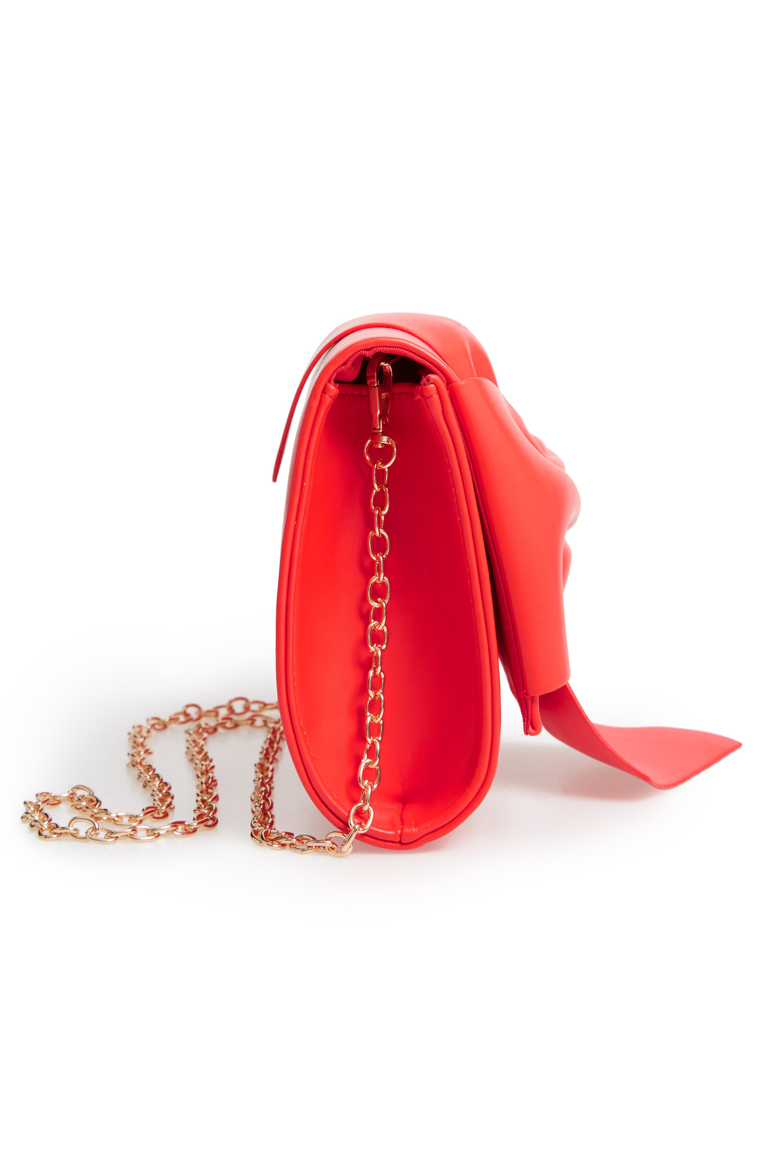 Street Level Bowtie Faux Leather Clutch, Alternate, color, 