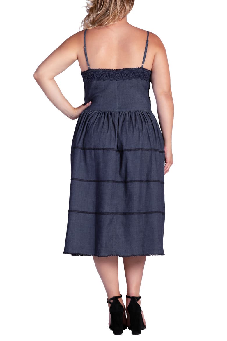 Azha Lace Trim Fit & Flare Dress, Alternate, color, DARK INDIGO