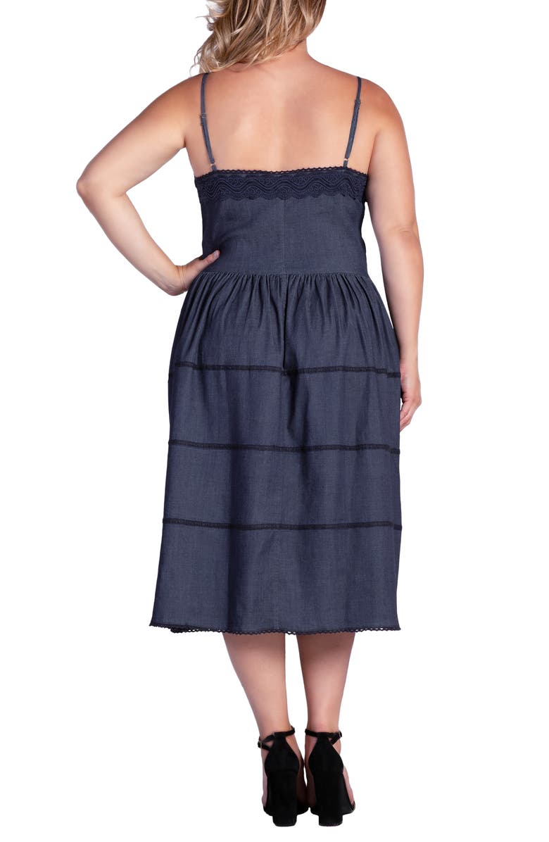 Standards & Practices Azha Lace Trim Fit & Flare Dress, Alternate, color, Dark Indigo